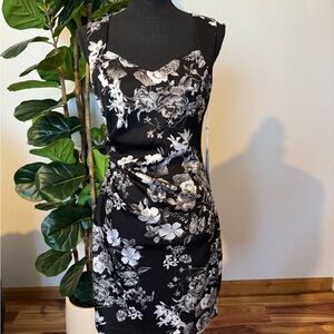 Chic Black and White Floral Mini Dress
